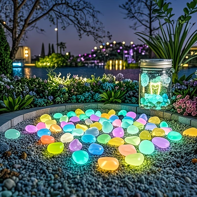 Aquarium Fish Pot - 300PCS Luminous Pebble Set,0.9-1.5cm Resin Glow