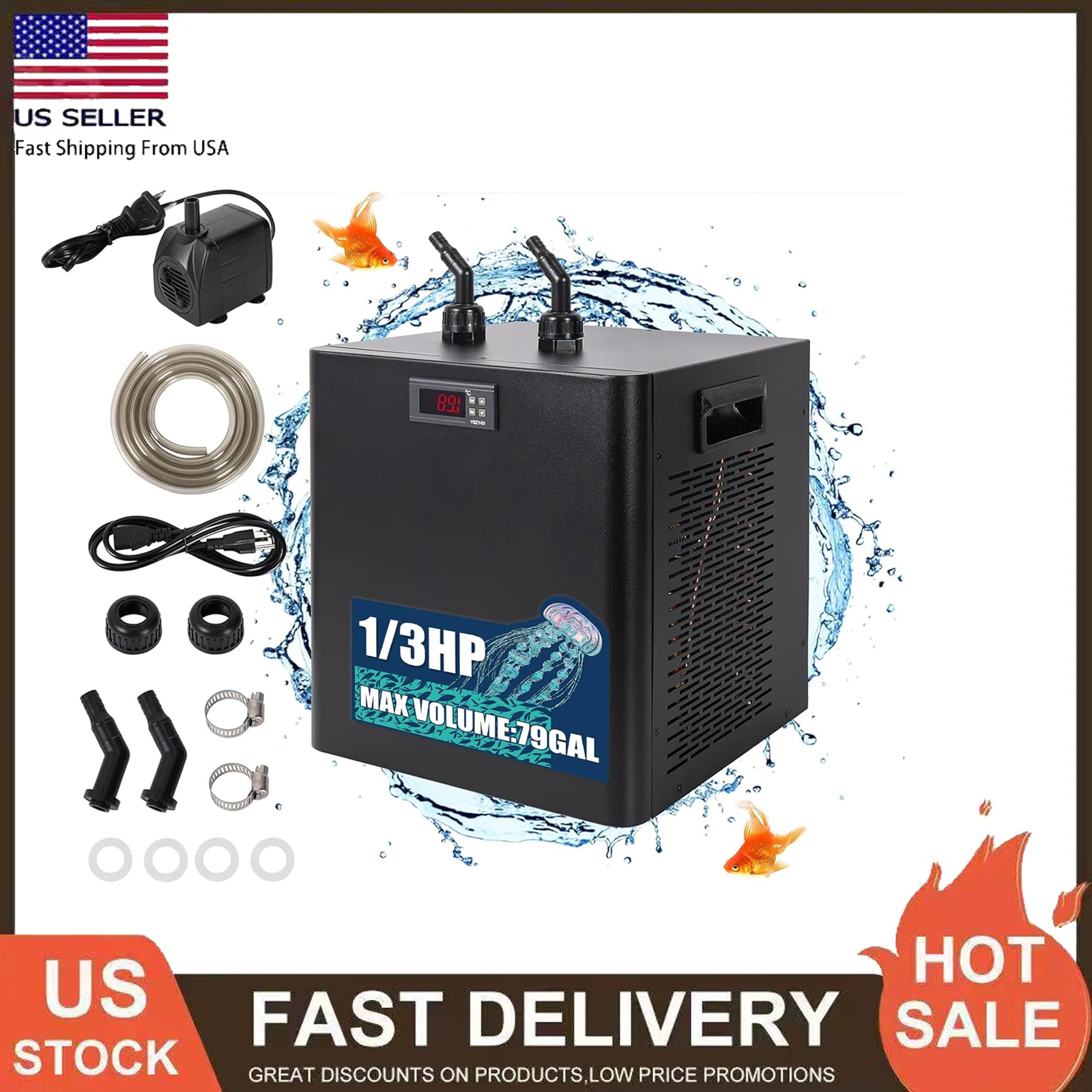 Aquarium Fish Cold Water - Aquarium Chiller 79 gal 1/3 HP