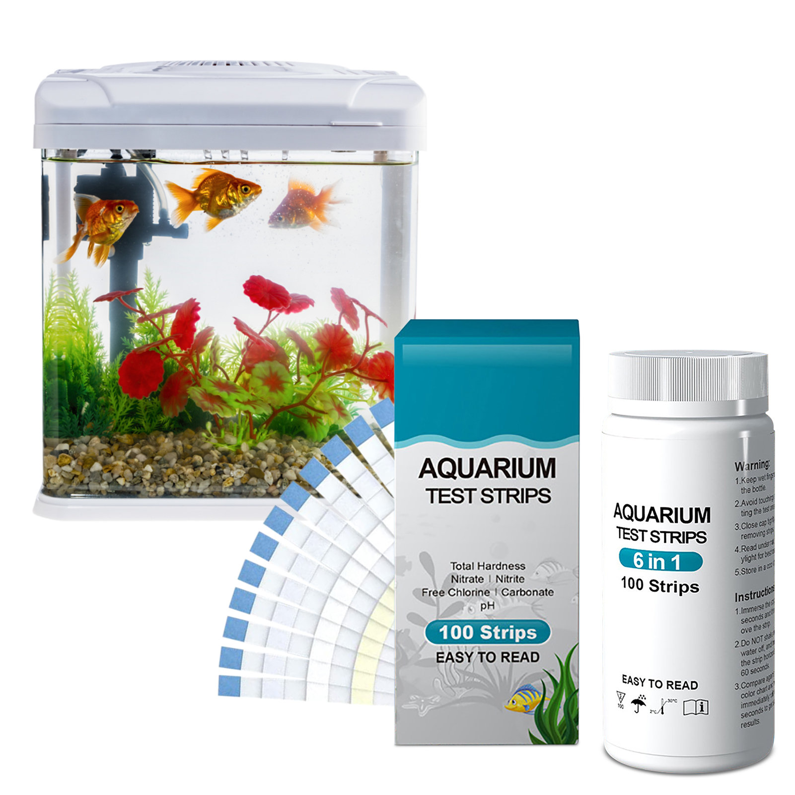 Aquarium Test Kit - 100pcs 6-in-1 Water Quality Test Strips