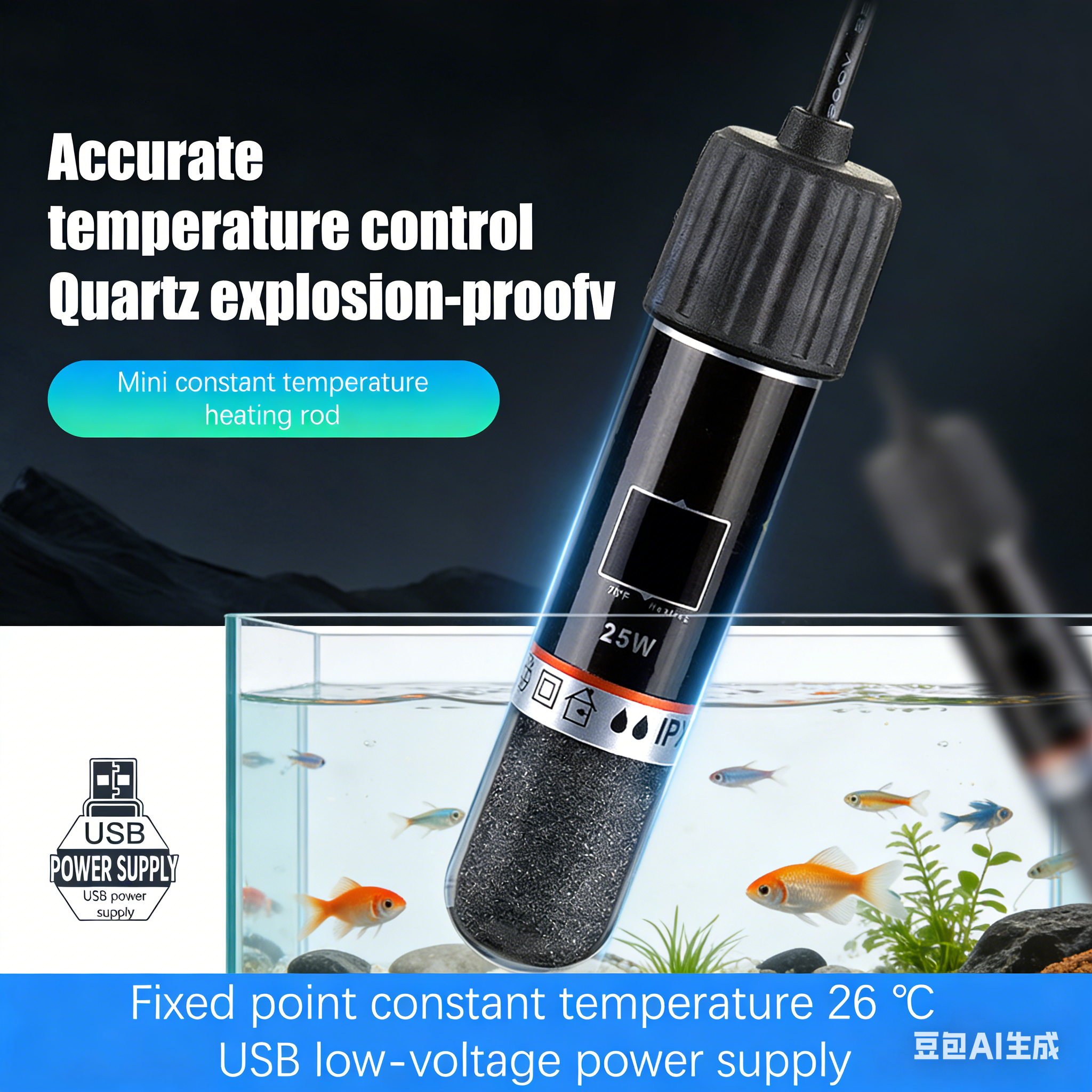 Aquarium Fish Cold Water - USB 26°CMini Aquarium Immersion Heating Rod