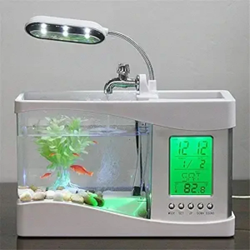 Aquarium Fish Light - Aquarium Mini Fish Tank with Water