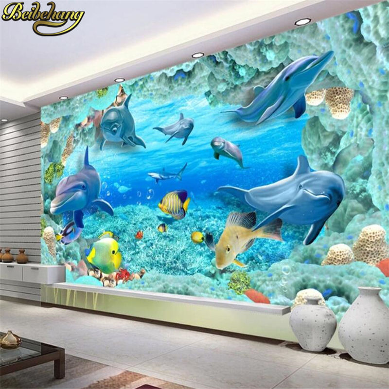 beibehang Custom 3D Mural Wall - огляд і ціна Aquarium Fish Live Wallpaper