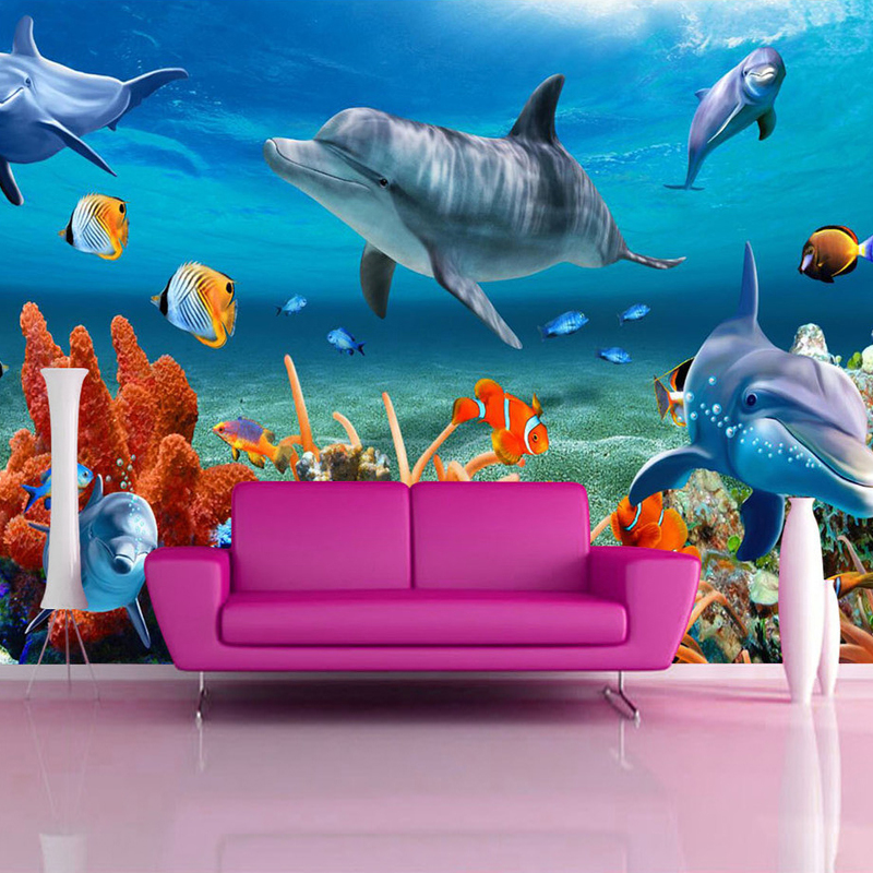 beibehang Custom 3D Mural Wall - огляд і ціна Aquarium Fish Live Wallpaper