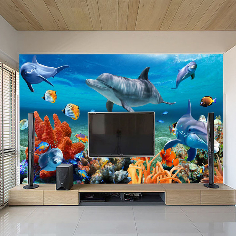 beibehang Custom 3D Mural Wall - огляд і ціна Aquarium Fish Live Wallpaper