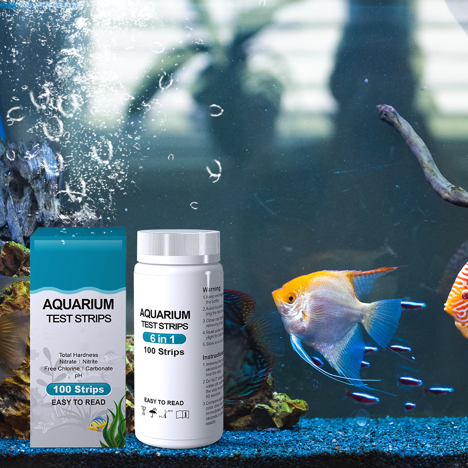 100pcs 6-in-1 Water Quality Te - огляд і ціна Aquarium Test Kit