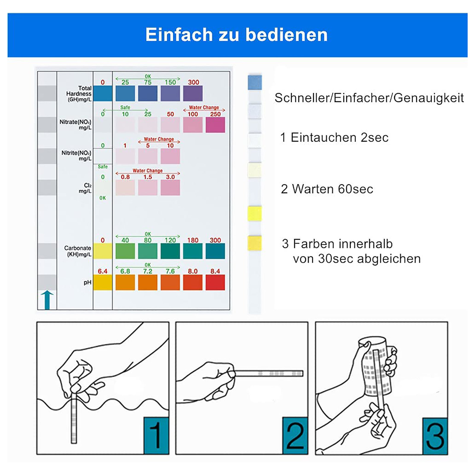 100pcs 6-in-1 Water Quality Te - огляд і ціна Aquarium Test Kit