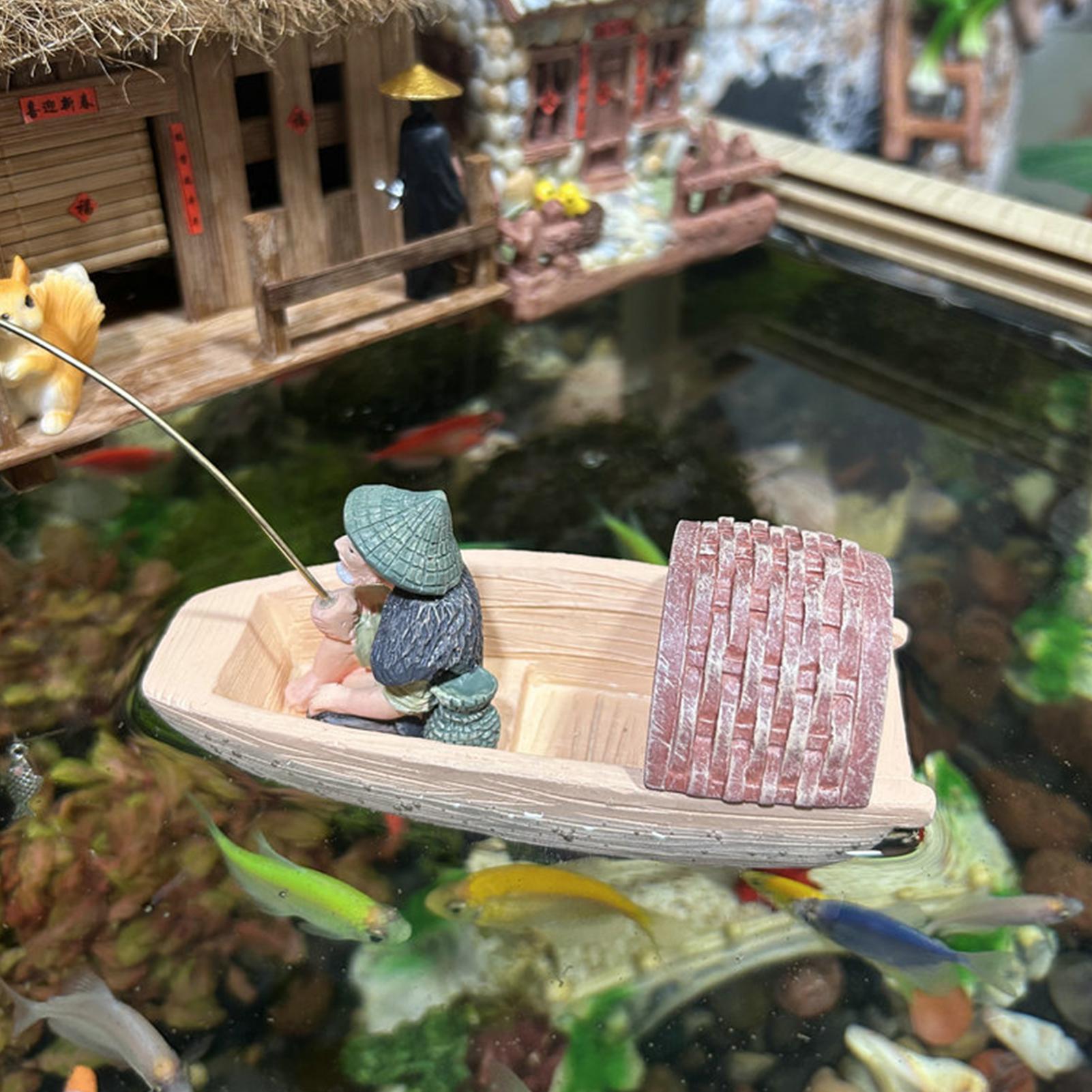 Resin Floating Fisherman Boat  - огляд і ціна Aquarium Fish Cichlid
