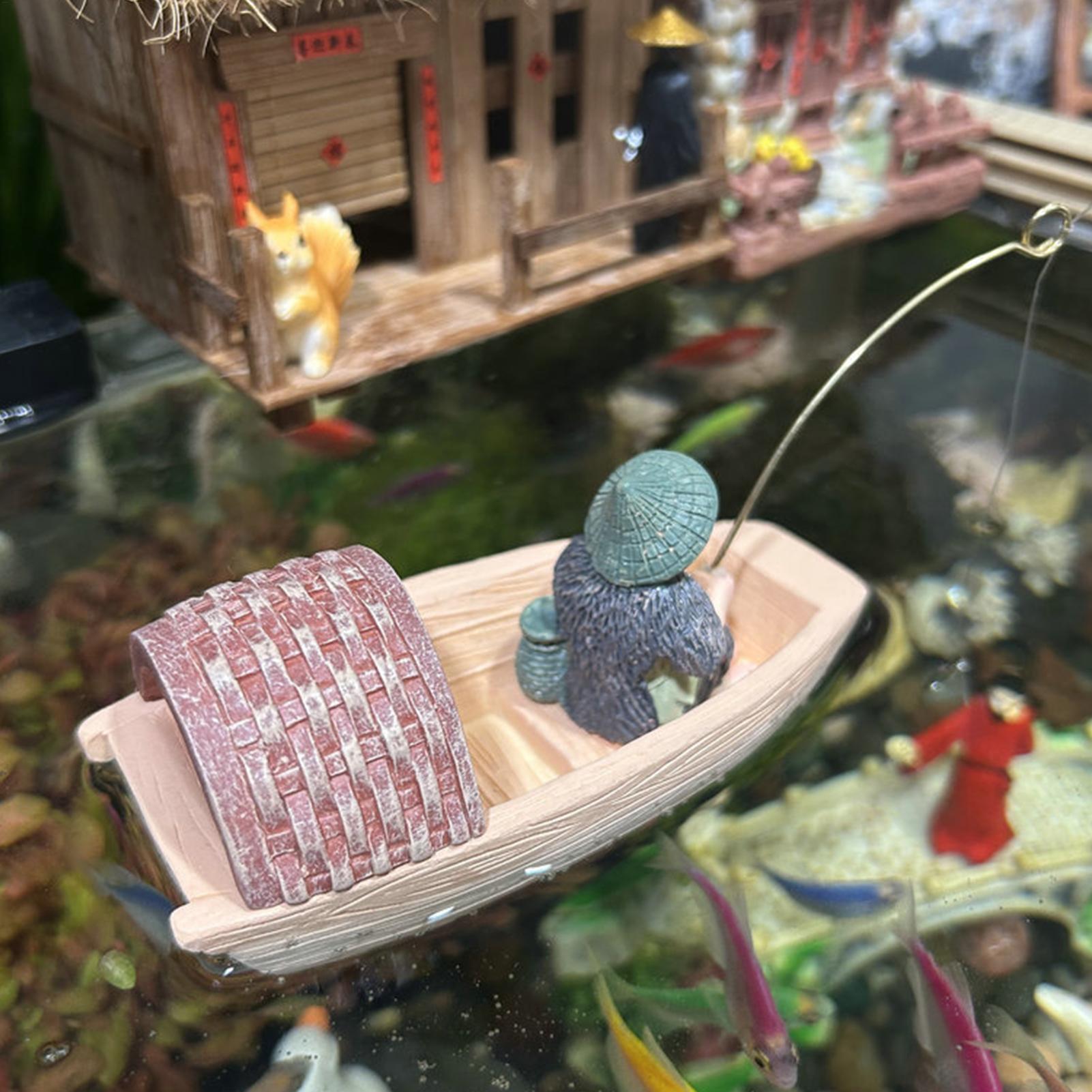 Resin Floating Fisherman Boat  - огляд і ціна Aquarium Fish Cichlid